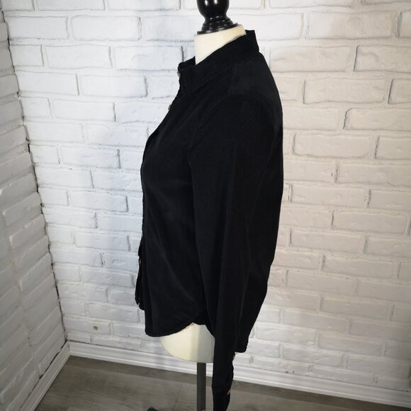 Joe Fresh Ladies Size XS Black Corduroy Button Front & Cuffs Shirt - Picture 4 of 11
